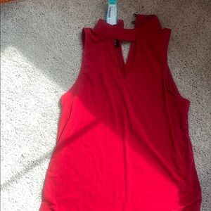 Fortune + Ivy SL Cutout Neck Knit Red Top